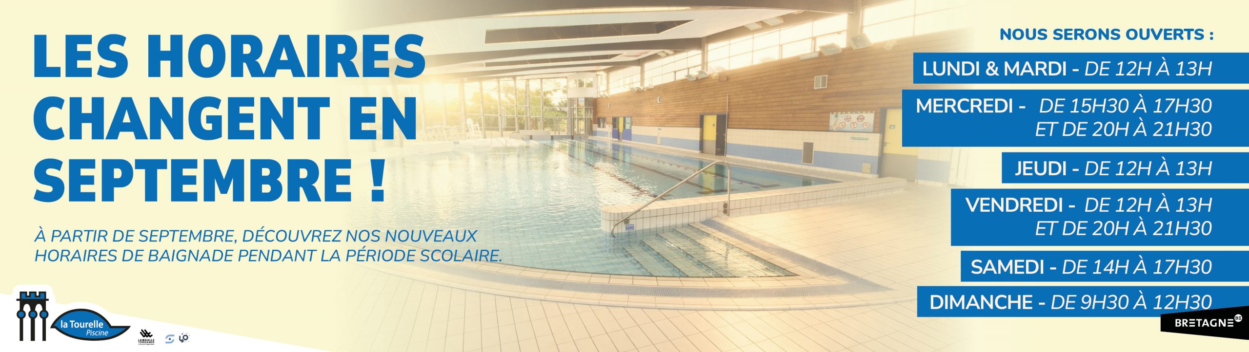 LES HORAIRES CHANGENT EN SEPTEMBRE !